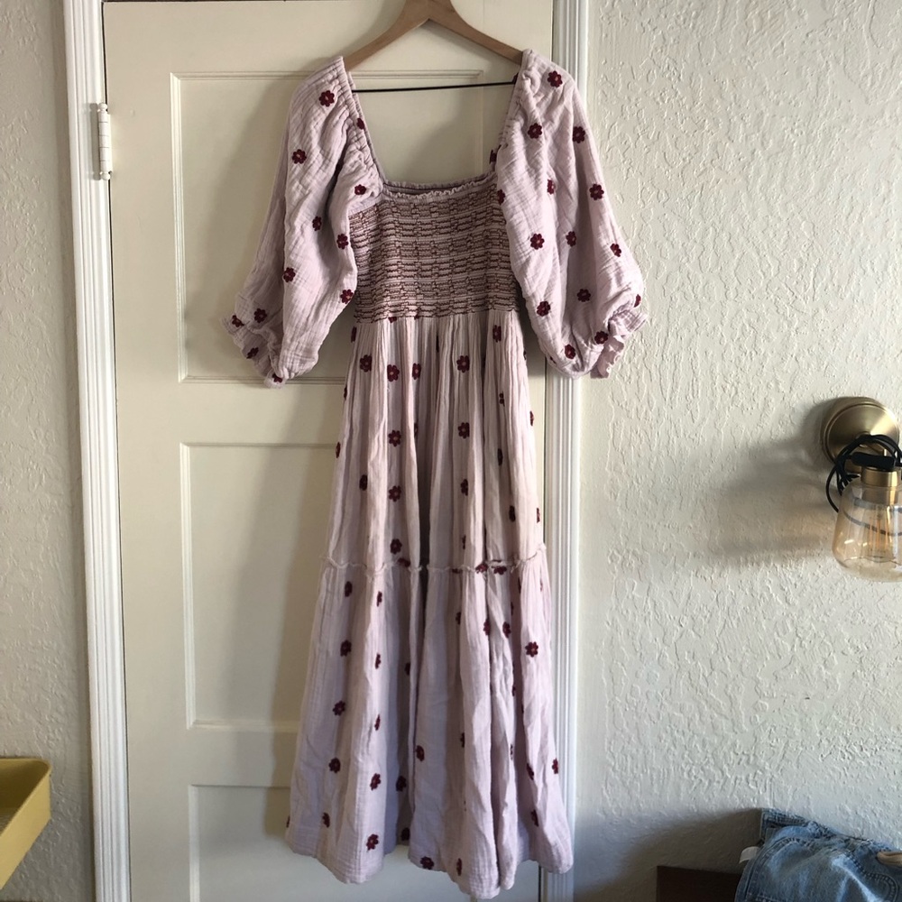 Dahlia Embroidered Maxi Dress in purple